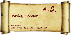 Aszódy Sándor névjegykártya