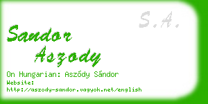 sandor aszody business card