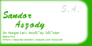 sandor aszody business card